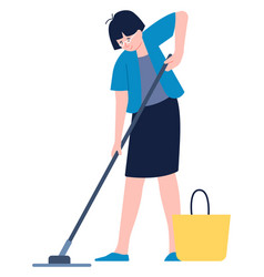 Woman Cleaning Floor With Mop Professional