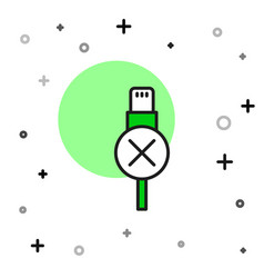 Filled Outline No Usb Cable Cord Icon Isolated