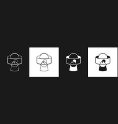 Set Virtual Reality Glasses Icon Isolated On Black