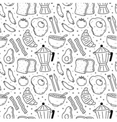 Cute Seamless Pattern With Breakfast Food