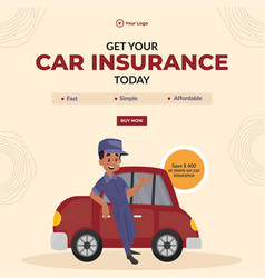 Get Your Car Insurance Cartoon Style Banner Design