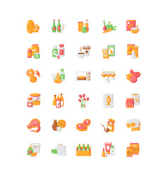 Groceries Category Flat Color Icon Set