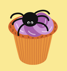 Halloween Cupcake With Black Spider