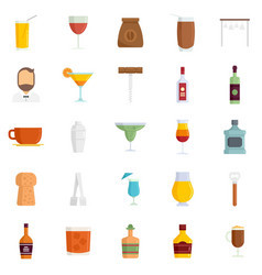 Bartender Icons Set Flat Isolated