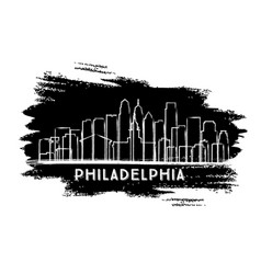 Philadelphia City Skyline Silhouette Hand Drawn