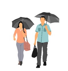 Business Couple On The Rain Walking The Street