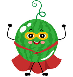 Funny Watermelon Mascot In Traditional Superhero