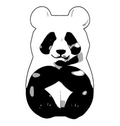 Panda Silhouette In Manga Style On White