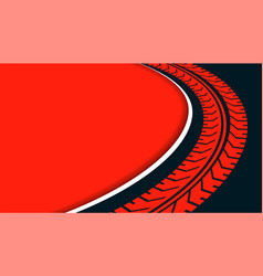 Red Background With Tire Track Wheel Print