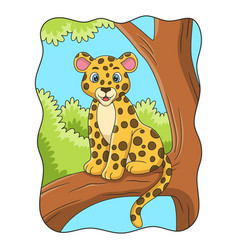 Cartoon The Leopard Is Sitting Proudly On A Big