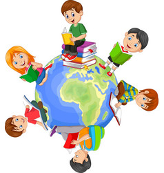 Children Reading Book Around World