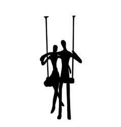 Couple In Love Swinging On Swing Silhouette