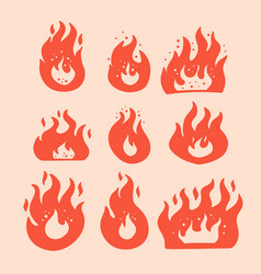 Hand Drawing Set Of Fire Flame Cartoon Clipart