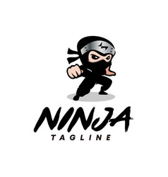 Little Ninja Kids Character Logo Mascot Flat