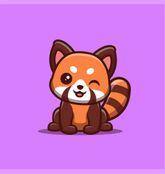 Red Panda Sitting Winking Cute Creative Kawaii