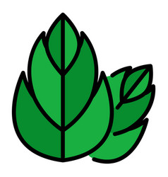 Two Three Segmented Leaves Icon Color Outline