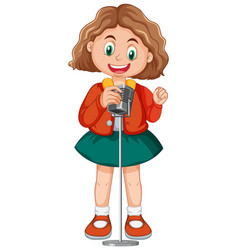 Singer Girl Cartoon Character Isolated