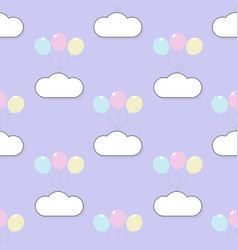 Cute Cartoon Seamless Pattern Balloon And Cloud