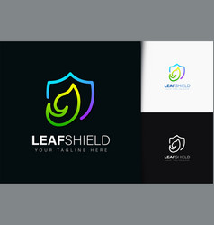 Leaf Shield Logo Design With Gradient