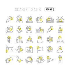 Line Icons Of Scarlet Sails