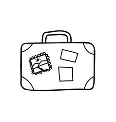 Black And White Suitcase Clipart In Doodle Style