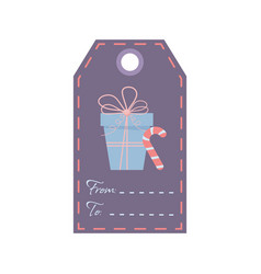 Christmas Tag With Gift And Candy Cane Holiday