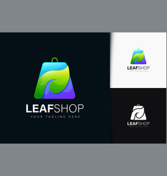 Leaf Shop Logo Design With Gradient