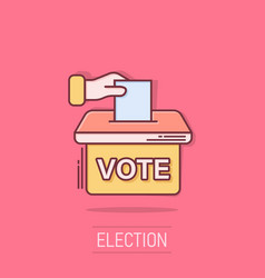 Vote Icon In Comic Style Ballot Box Cartoon