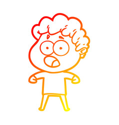 Warm Gradient Line Drawing Cartoon Man Gasping