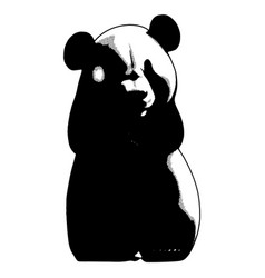 Panda Silhouette In Manga Style On White