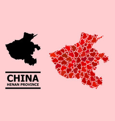 Red Lovely Collage Map Henan Province