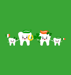 St Patrick Day Teeth Happy Family Isolated