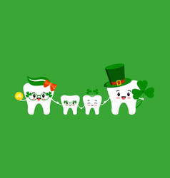 St Patrick Day Teeth Family Together Isolated