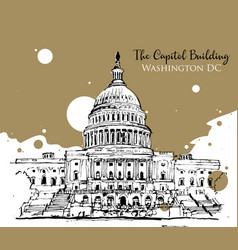 Drawing Sketch Capitol Building In Usa