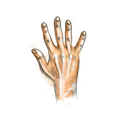 Hand Showing Five Fingers From A Splash