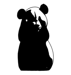 Panda Silhouette In Manga Style On White