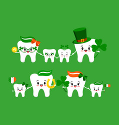 St Patrick Day Teeth Family Isolated On Background