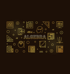 Algebra Concept Thin Line Golden Horizontal Banner