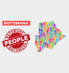 Botswana Map Population People And Grunge Stamp