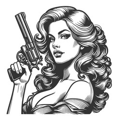 Femme Fatale With Revolver Engraving