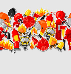 Set of firefighting stickers fire protection Vector Image