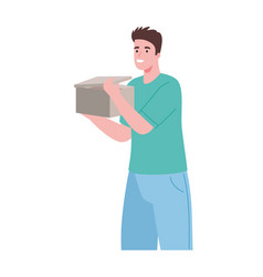 Young Man Opening Box