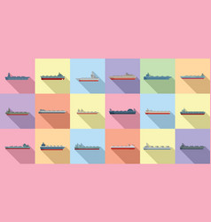 Aircraft Carrier Icons Set Flat Army