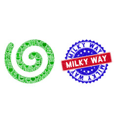 Bicolor Milky Way Grunge Seal With Spiral Icon