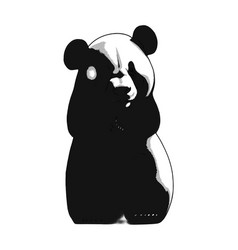 Panda Silhouette In Manga Style On White