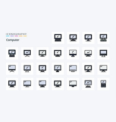 25 Computer Line Filled Style Icon Pack