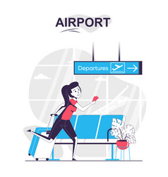 Airport Isolated Cartoon Concept Woman