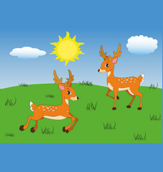 Cartoon Deer In Different Positions Of Deer