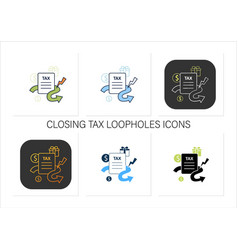 Closing Tax Loopholes Icons Set