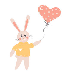 Cute Rabbit With Heart Balloon Easter Bunny Boy